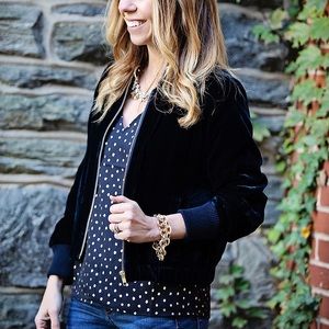 J crew mercantile navy velvet bomber jacket
